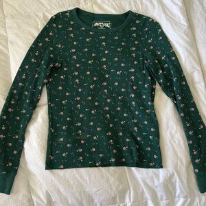 American Eagle Outfitters Green Waffle Knit Top
